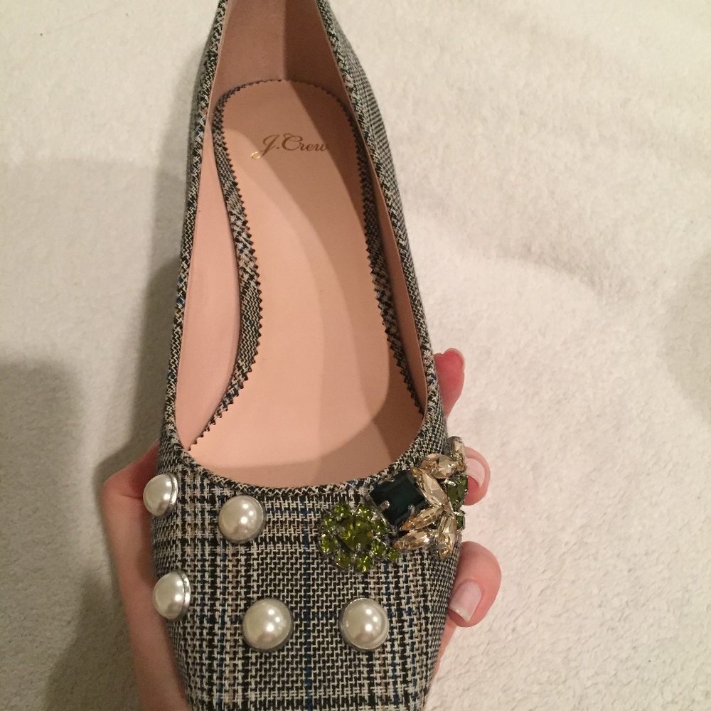 Cute J.Crew Block-Heel Pumps in embellished plaid - Picture 4 of 6